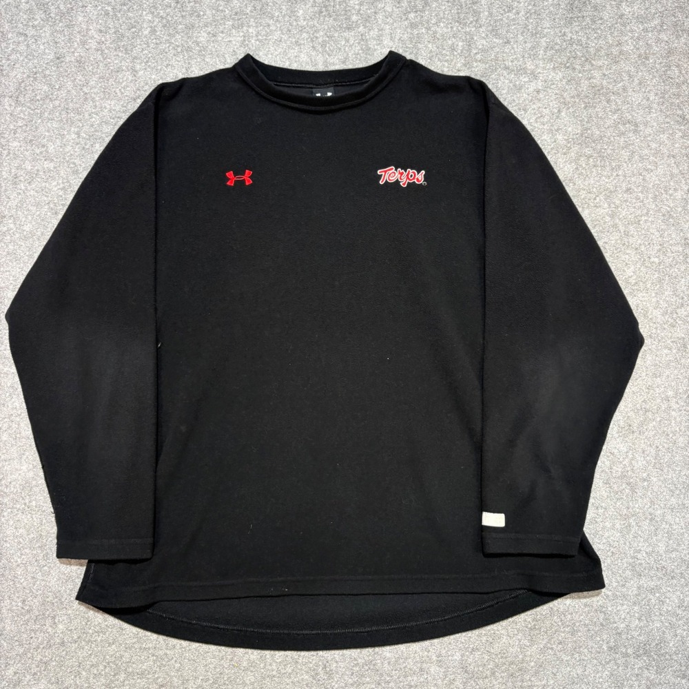 Under Armour Maryland Terrapins Fleece Pullover Mens XXL Black Terps Crew Neck